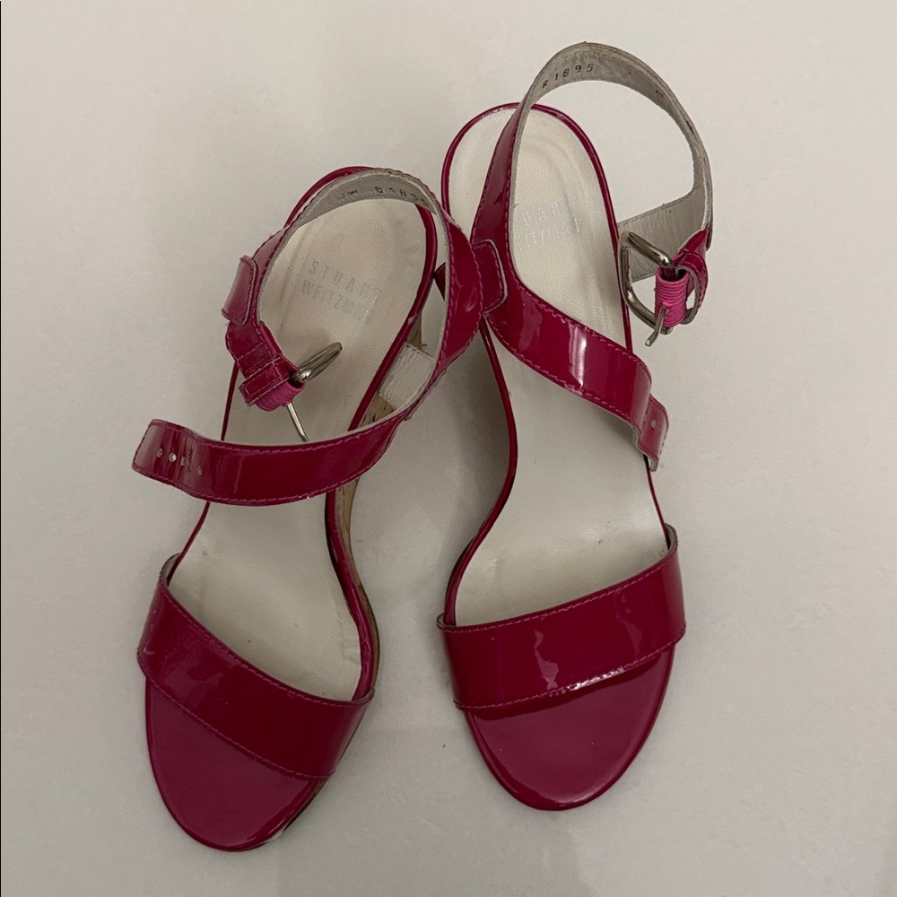 Stuart Weitzman Fuchsia Patent Leather Sandals
